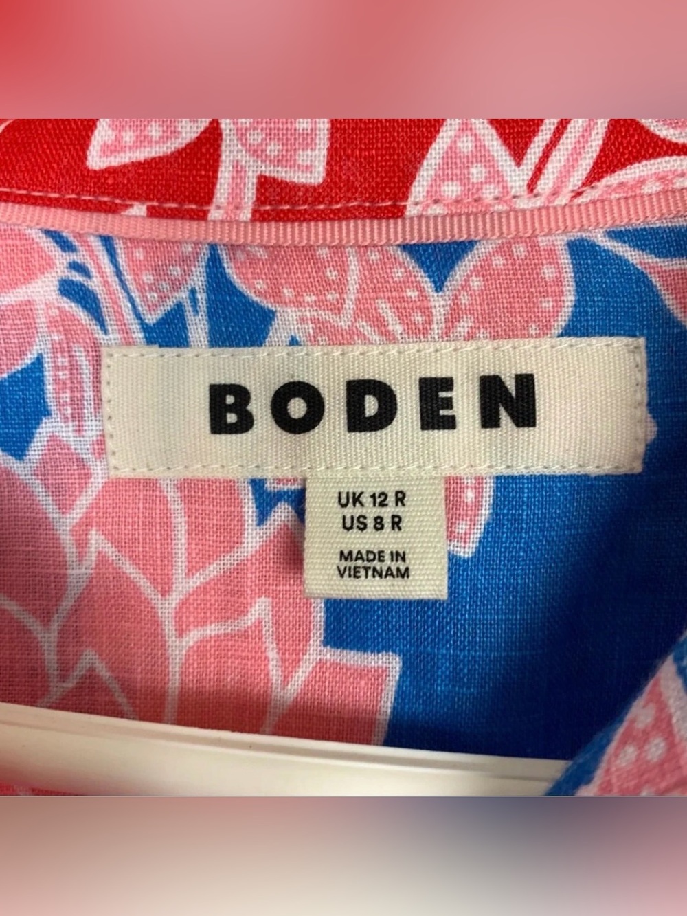 NWOT-Boden Blue Sienna Linen Shirt size 8 colorful lightweight - Picture 6 of 9